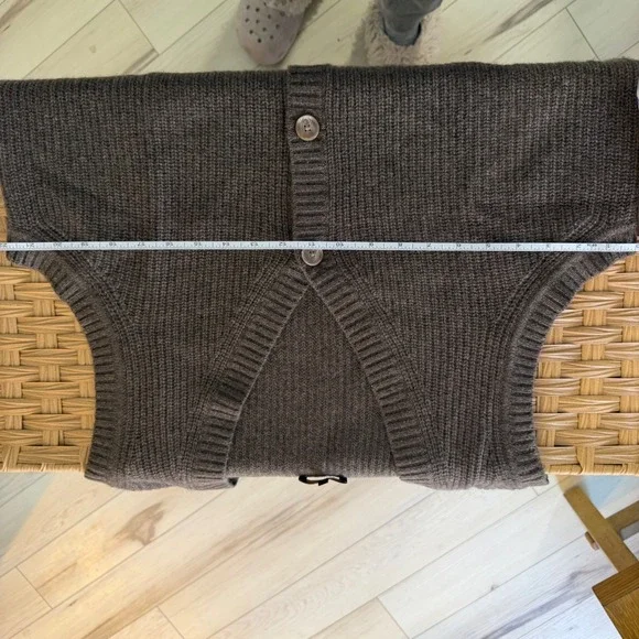 Quince Mongolian Cashmere Fisherman Sweater Vest Brown V-Neck Ribbed XL - Picture 3 of 6